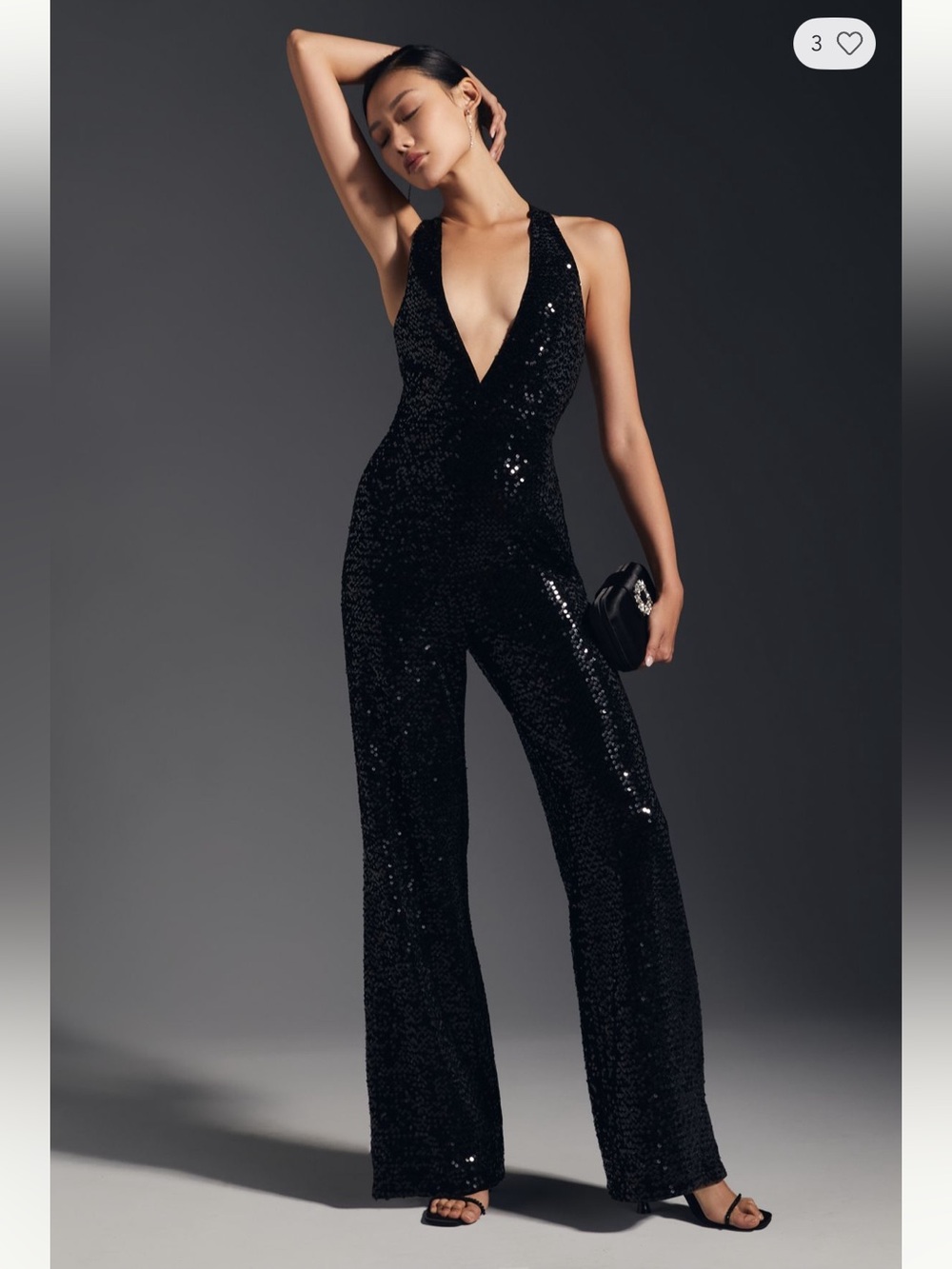 Hutch Black Sequin Halter Jumpsuit